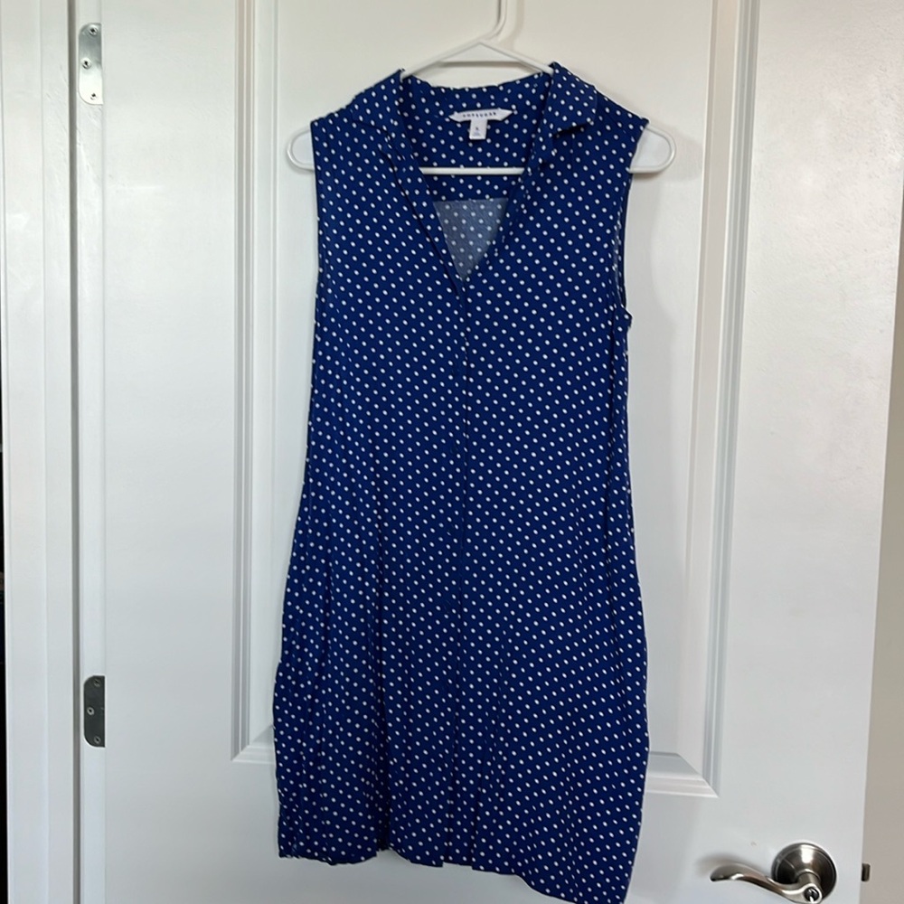 Popsugar Blue Polka Dot Dress with Pockets